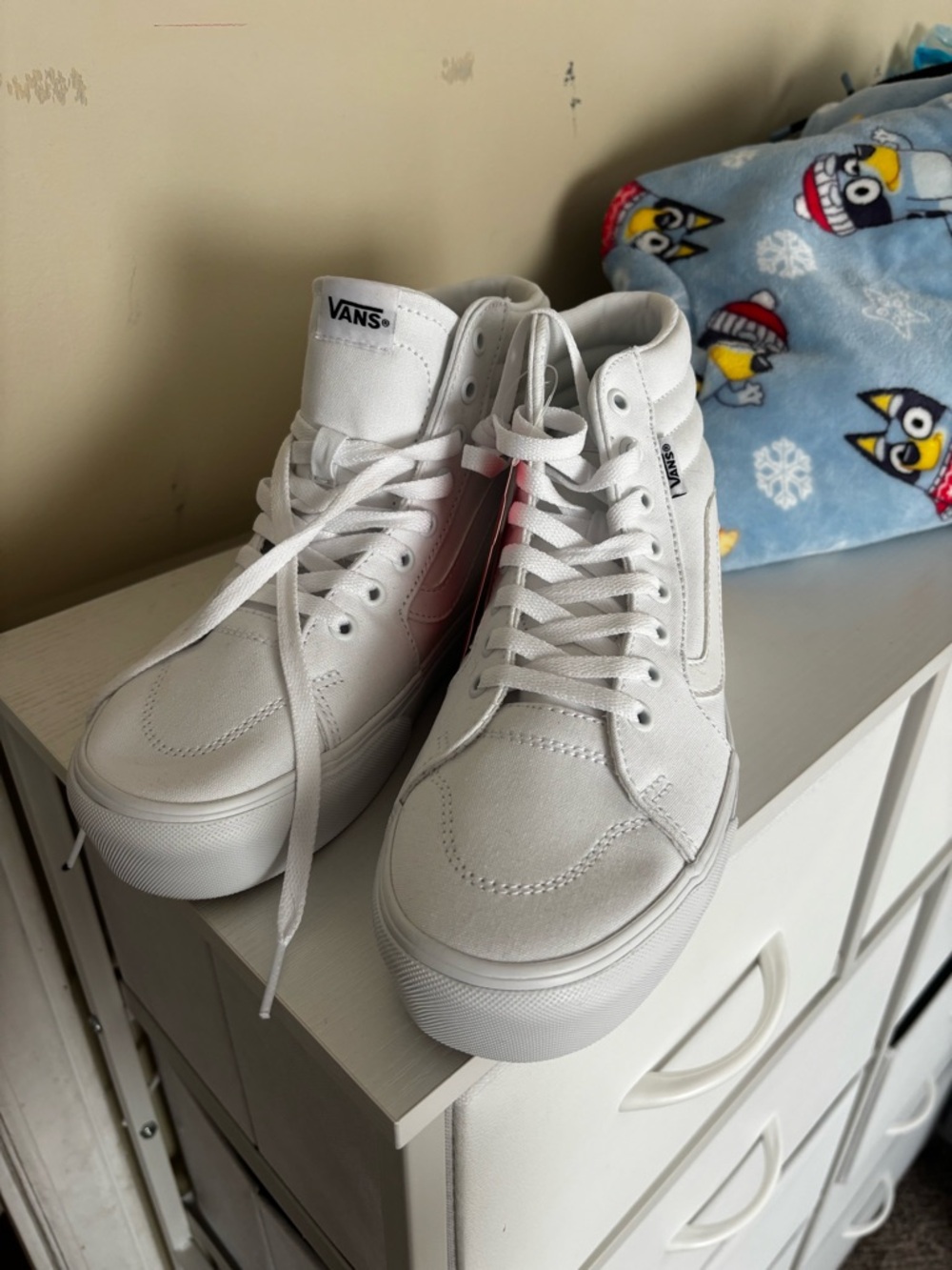 Vans White High-Top Platform Sneakers